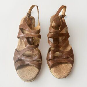 BOC by Born Brown Leather Brygida Cork Wedge Strappy Sandals Shoes - Sz 10